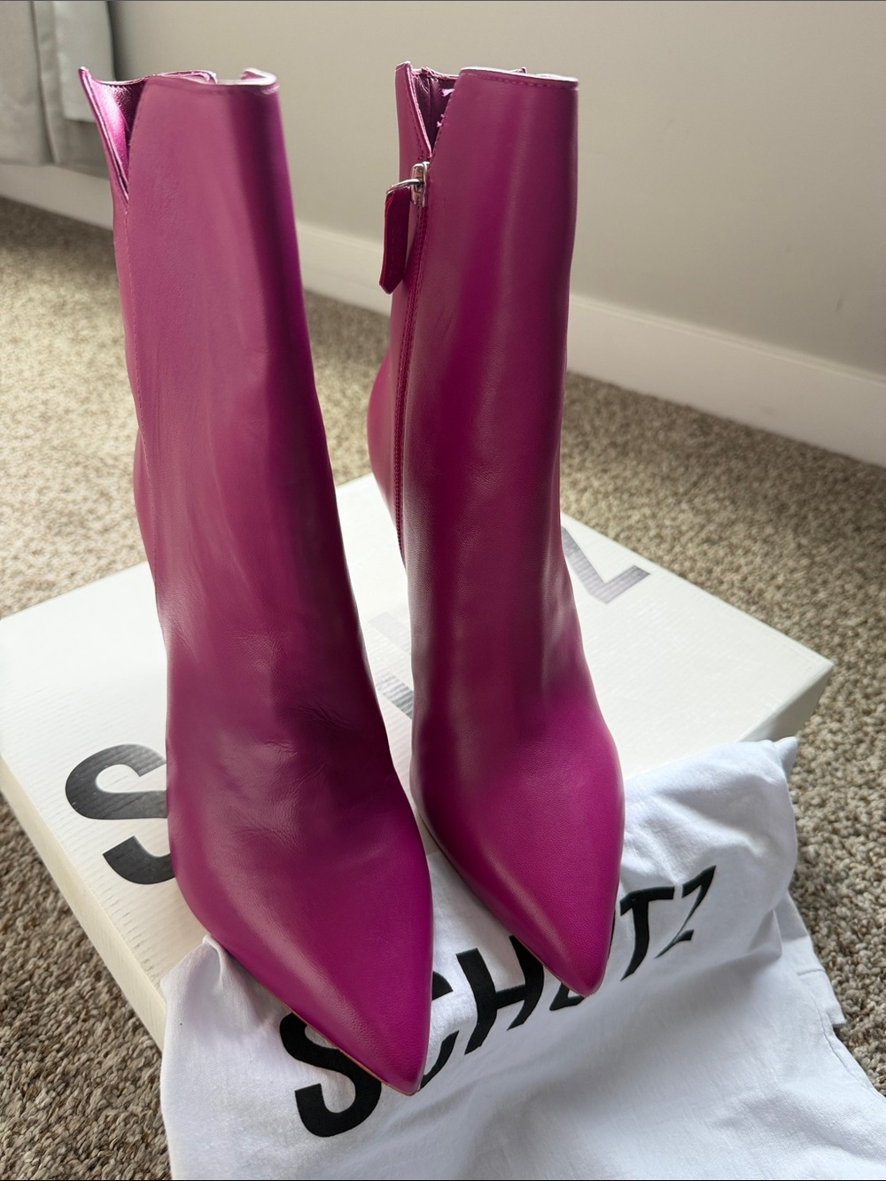 SCHUTZ Pink Betsey Pointed Toe Stiletto Ankle Boots Sz 9.5M - Picture 7 of 9